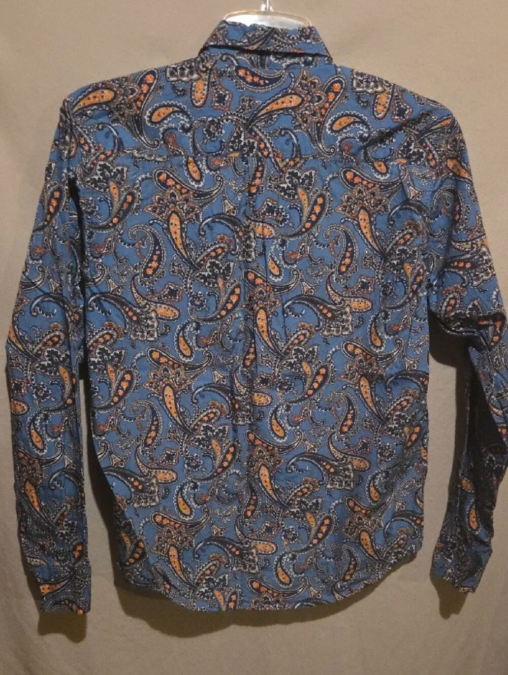 Cinch Blue Paisley Button-Down Shirt with Orange Accents